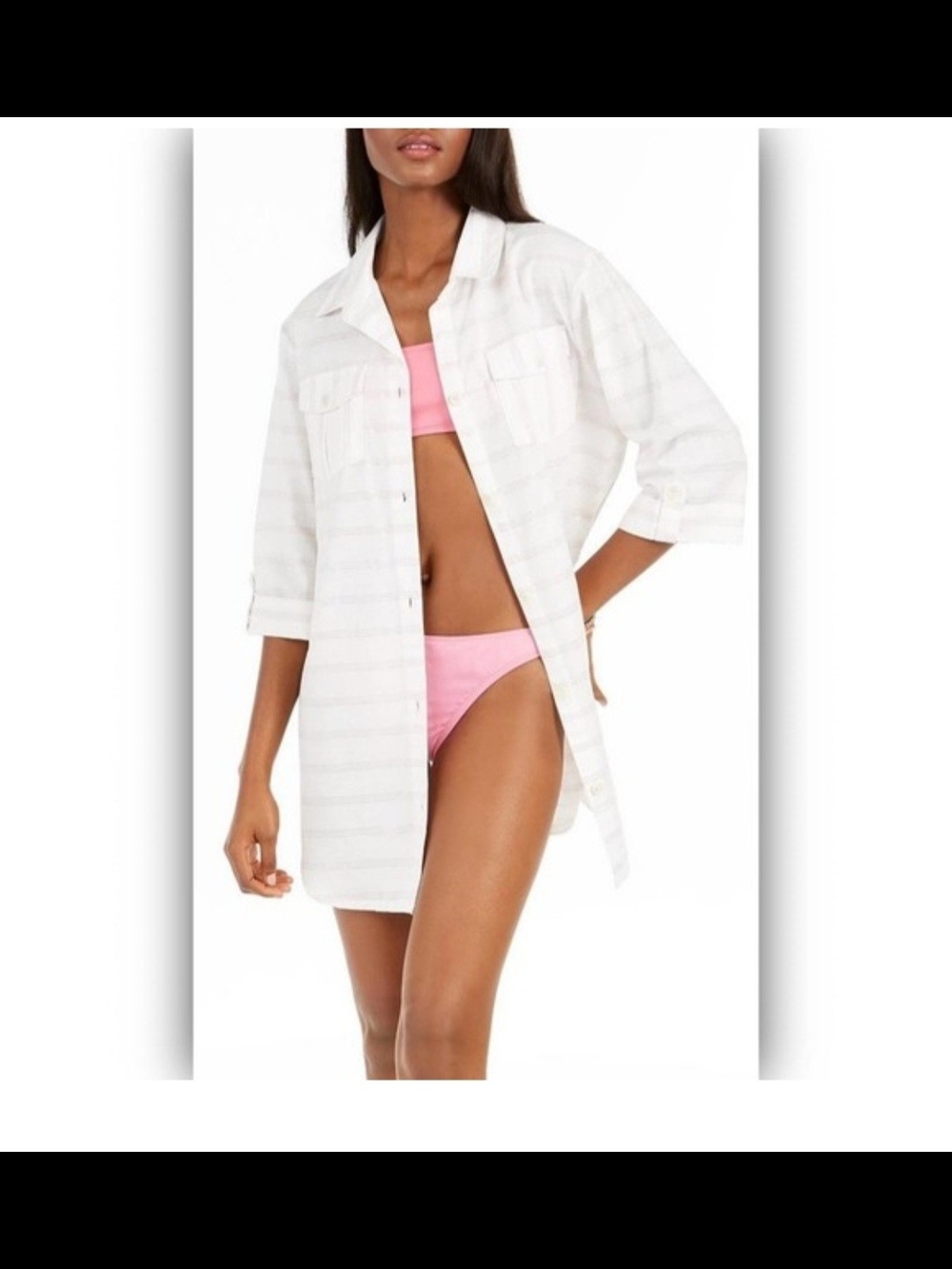 Dotti Radiance  Stripe Shirt Cover-Up Dress Size S